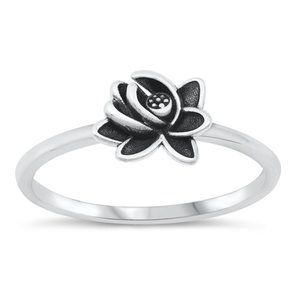 Sterling Silver Lotus Flower Ring 925 Fashion Band
